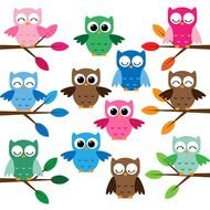 Cute Owls Set drawing
