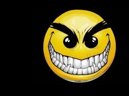 Angry Smiley with sharp teeth at black background