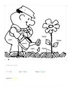 black and white picture of a man watering a flower