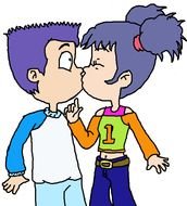 Cartoon Kissing drawing