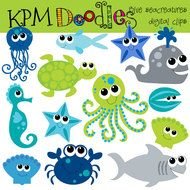 sea animals on a white background