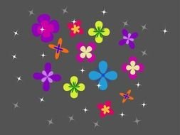 spotlights in the form of flowers on a gray background