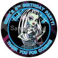 Personalized Stickers Monster High Skull Frankie Stein Birthday Girl