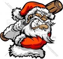 1693 Baseball Or Softball Christmas Holiday Santa Claus With