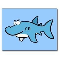 Great White Blue Shark Cartoon Sneaky Funny Surf S Postcard Zazzle