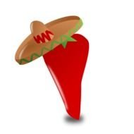 hot pepper wearing sombrero, drawing