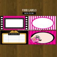 Hot Pink Movie Night Printable Food Labels Cinema Popcorn And Movies