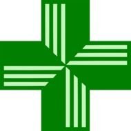 green cross on a black background