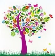 Abstract Tree With Flower Patterns Free Vector Graphics All clipart