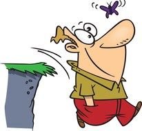 cartoon man falling off cliff