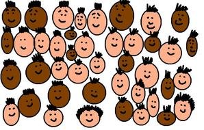 variety of funny faces as a picture for clipart