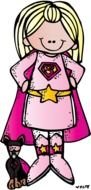 drawing of a little girl in a superhero costume