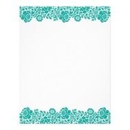 Teal Retro Floral Damask Border Letterhead Template Zazzle