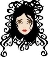 Clip art of Fashionable Curly Haired Girl
