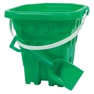 green bucket and shovel for sand