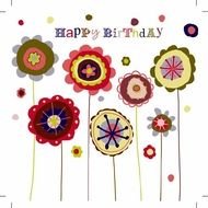 clipart of the colorful flowers on a birthday greeting card