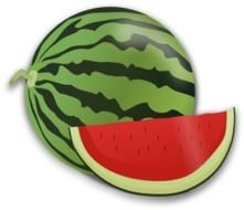 Two Watermelons One Whole The Other Cut Into A Slice Ready To Be