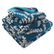 three blue towels in a stack