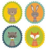 Cute Woodland Animals In Frames Digital Clip By Collectivecreation N2