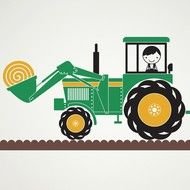 computer image of a child green tractor