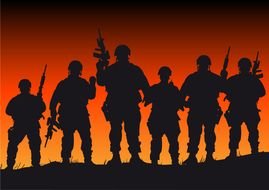 Clipart of Cool Military soldiers silhouettes