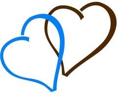 Brown And Blue Hearts