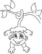 Monkey Hanging On A Tree Drawings