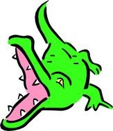 green crocodile with open mouth