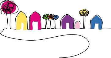 children's drawing colorful houses