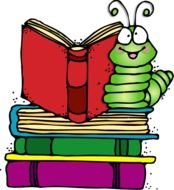 Clipart of Book and caterpillar