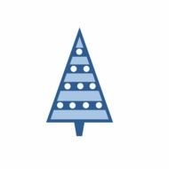 blue striped christmas tree on white background