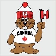 drawn cartoon beaver cheering for Canada