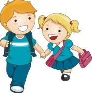 funny schoolchildren as a colorful graphic image