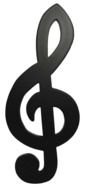 black treble clef drawn on a white sheet