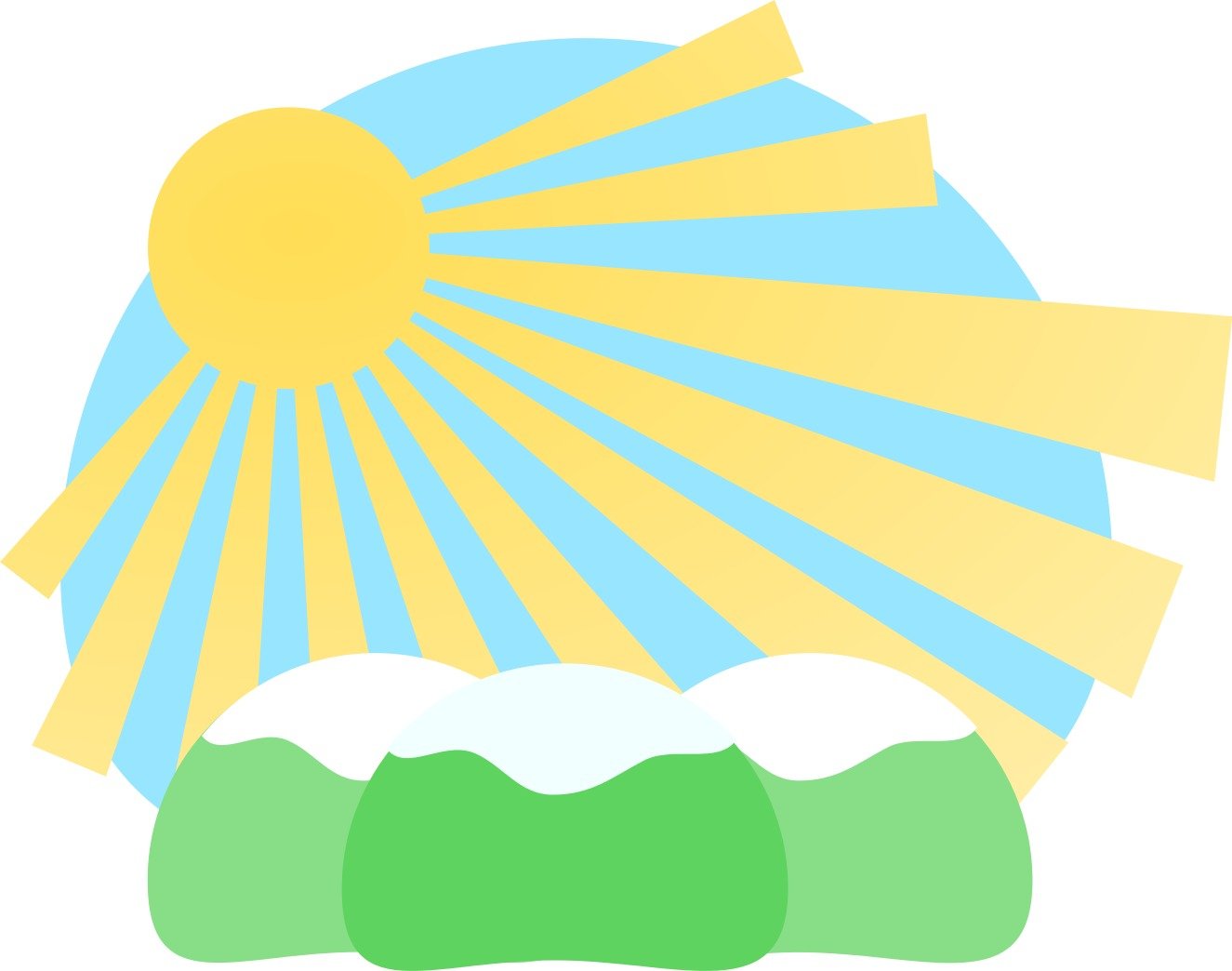 sun over the mountains as a colorful drawing