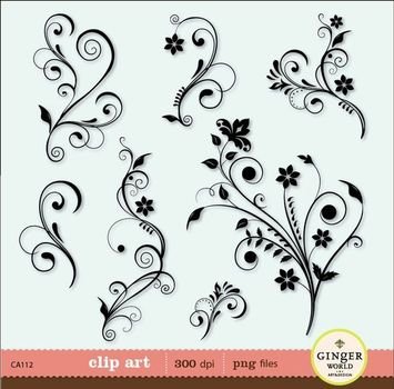Flower Flourish Swirl Decorative Digital Illustration For Diy