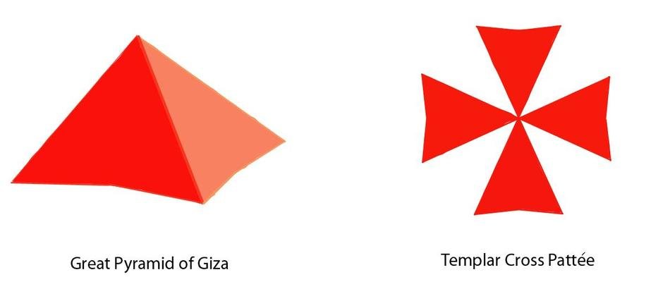 red shapes on a white background