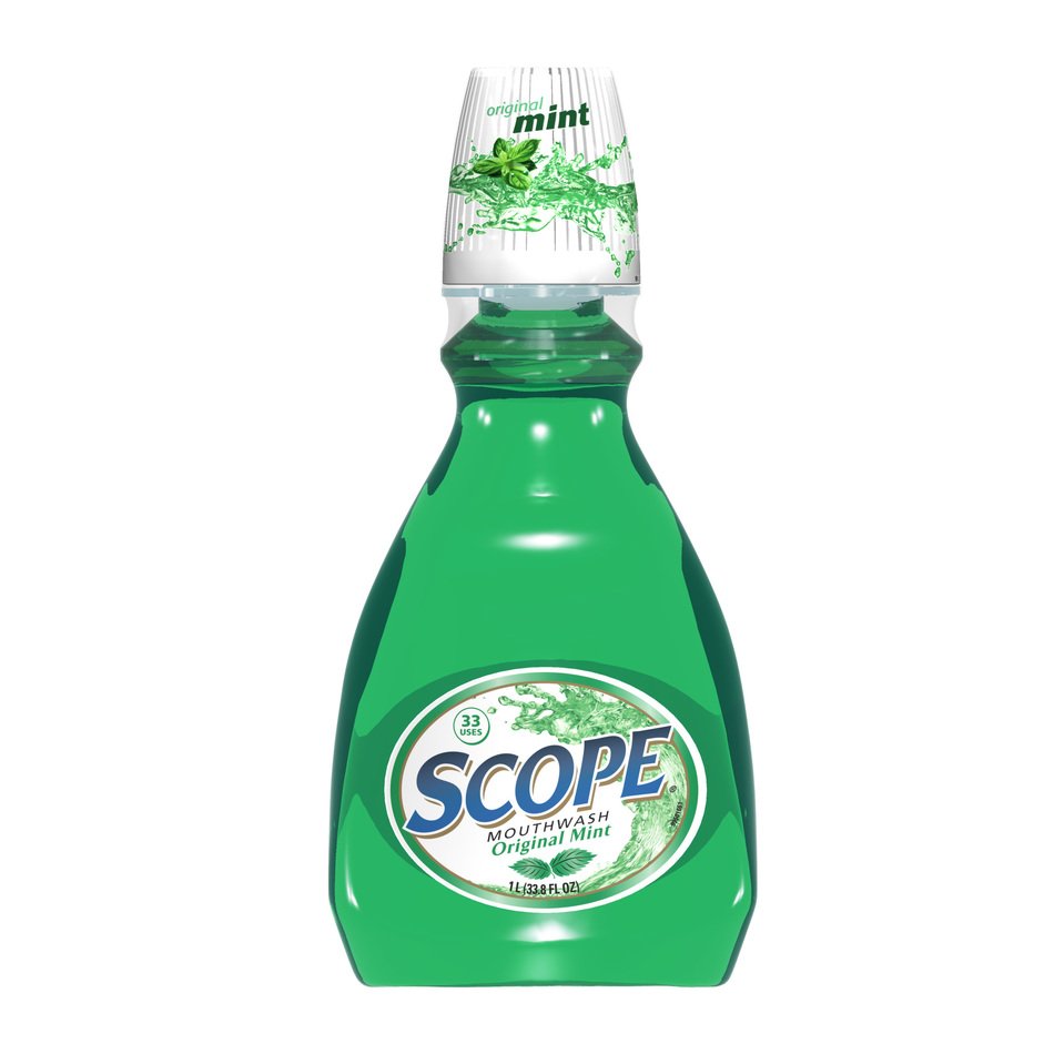 mint mouthwash in bottle