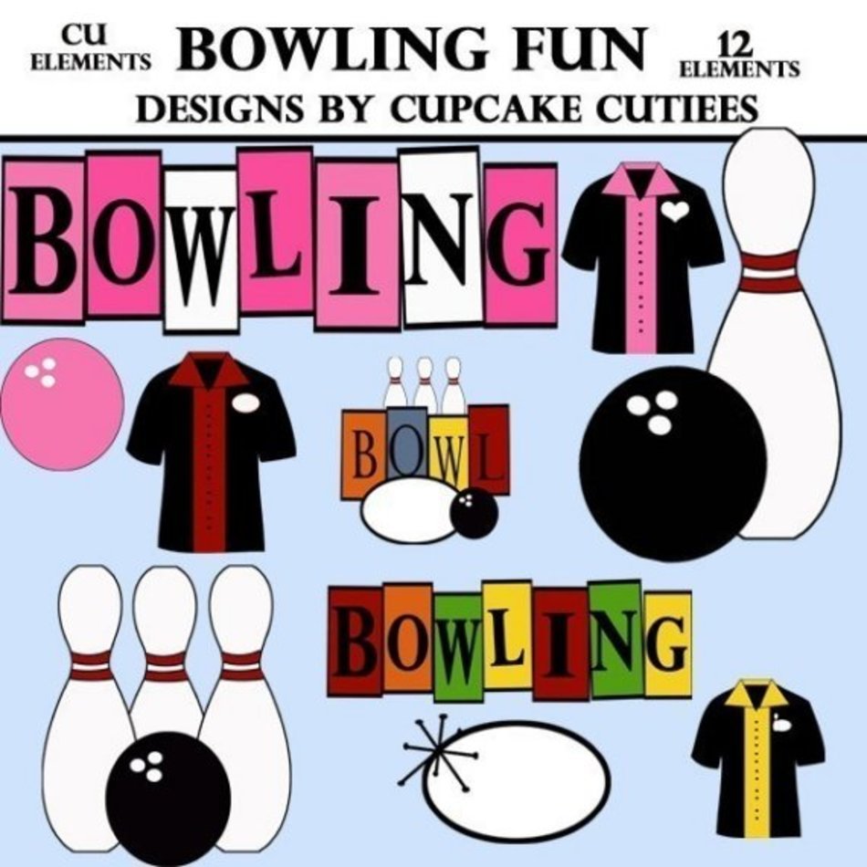 Bowling Fun Collection Digital For Cards Invitations