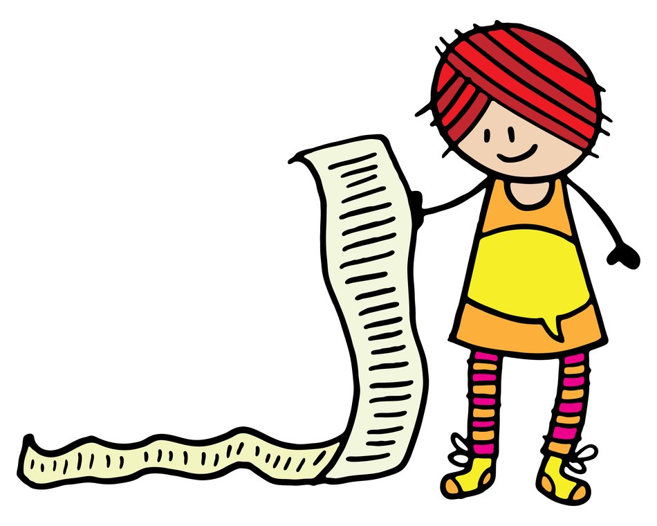 girl with a long list of drawing