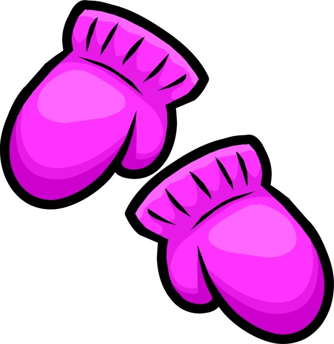 drawing of pink mittens on a white background