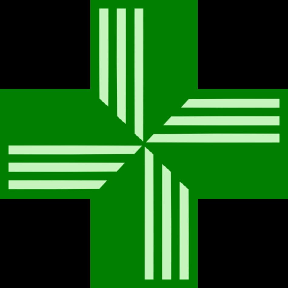 green cross on a black background