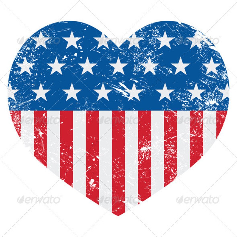 Usa America Retro Heart Flag Technology