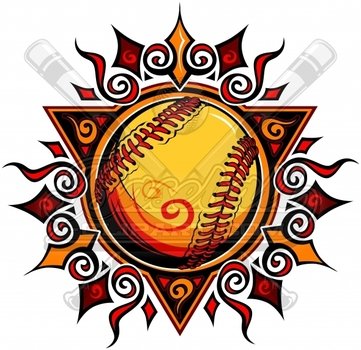 Softball Sun Summer And Ball Vector Image clipart