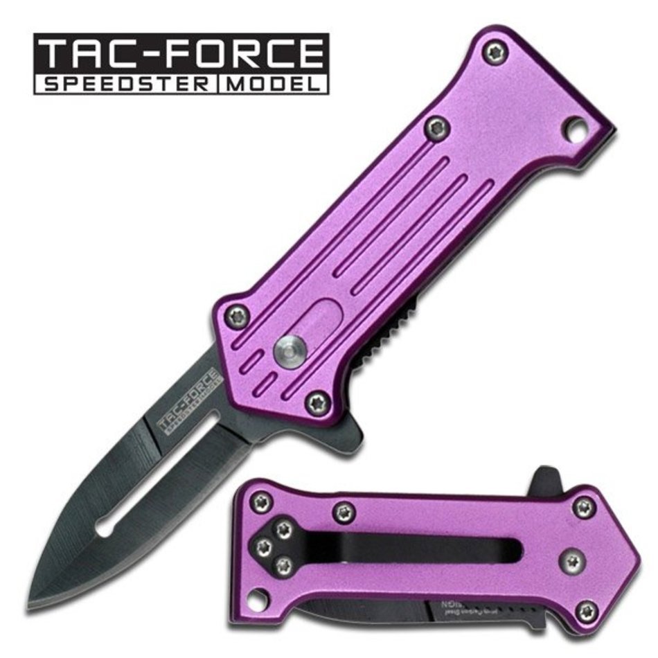 Purple Mini Joker Spring Assisted Knife 3 1 2 Inch Closed