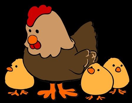 picture of chicken with chickens on a black background