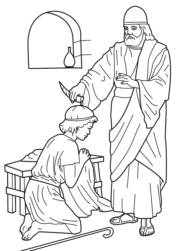 Black and white drawing of Samuel and David clipart free image download