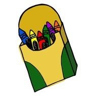 Box with the colorful crayons clipart