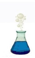 isolated beaker with blue liquid