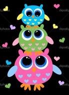 owls of different sizes and colors